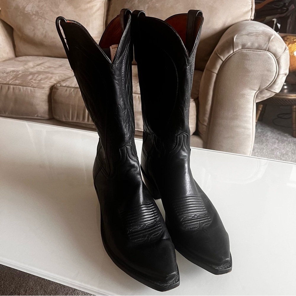 1883 LUCCHESE | Black Soft leather Designer Special Edition Western Cowboy Boots - Picture 7 of 15